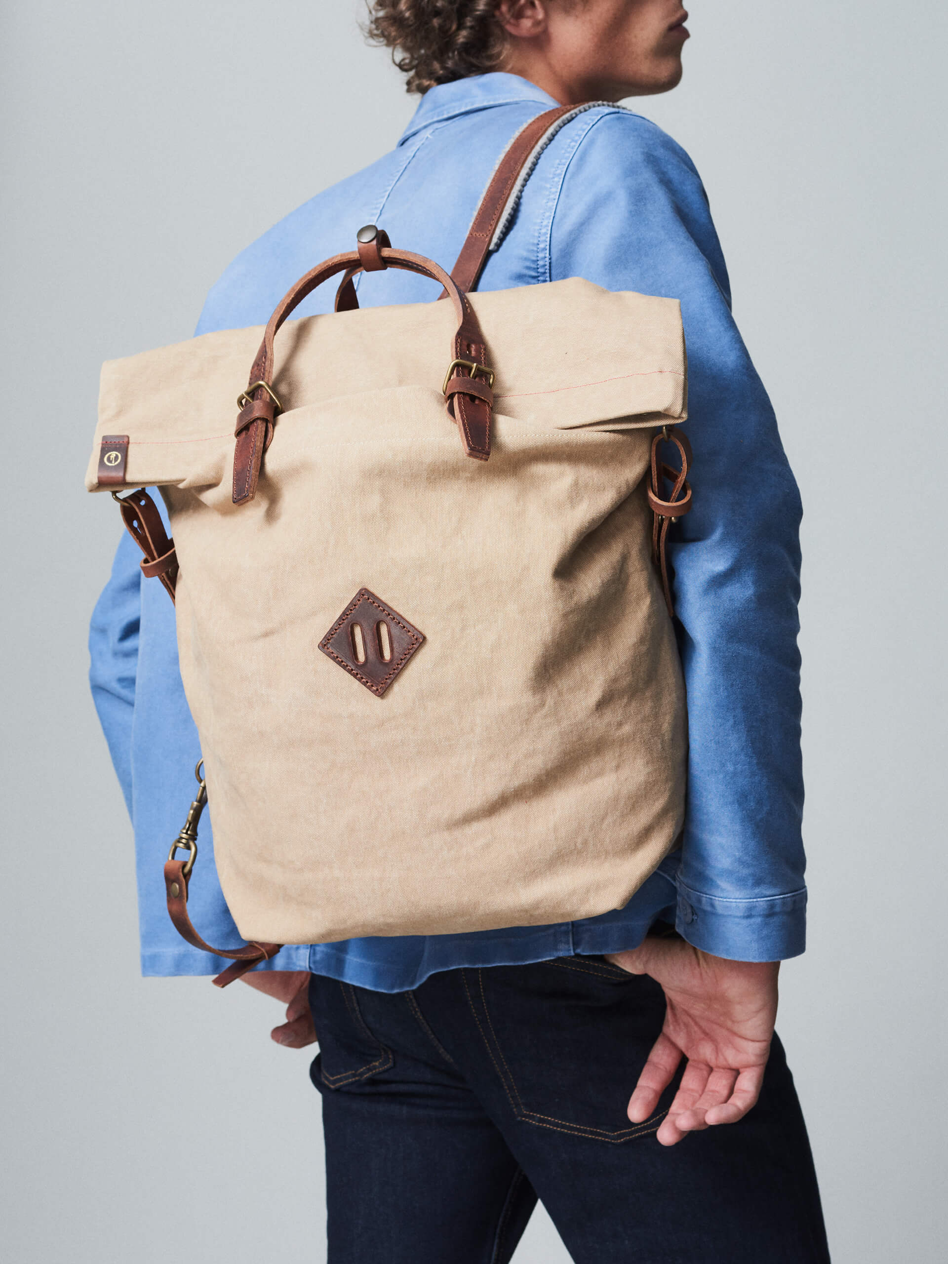 Sac à dos WOODY Sac a dos Homme vintage I Made in France Bleu de chauffe